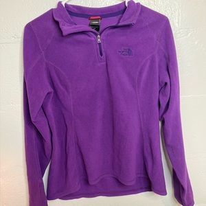 The North Face Purple 1/4 Zip Fleece Mock Neck Pullover Sweatshirt Medium